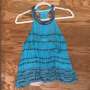 Blue racer back tank top